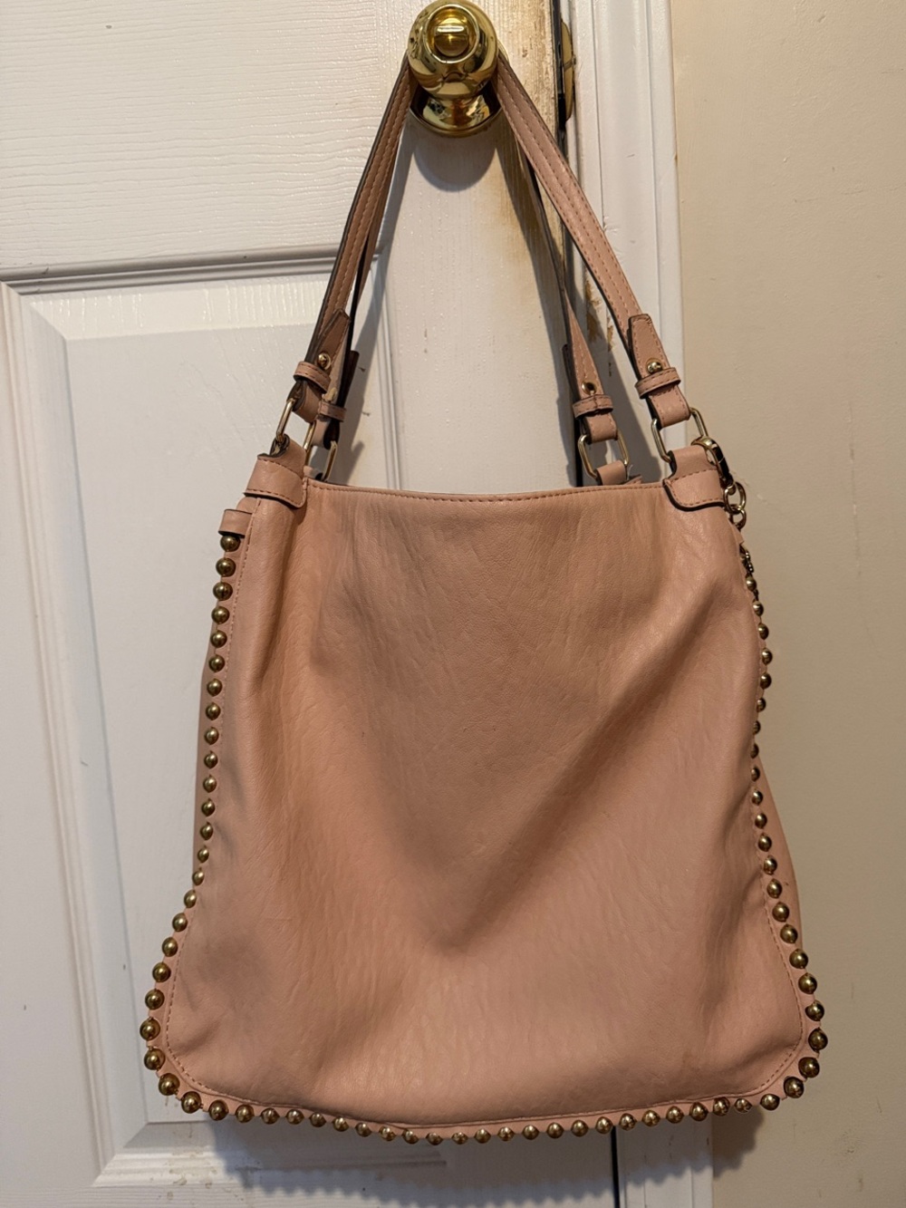 Jessica Simpson Blush Pink Stud-Trim Shoulder Tote